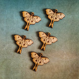 Wooden Moth Pendants | Set of 5